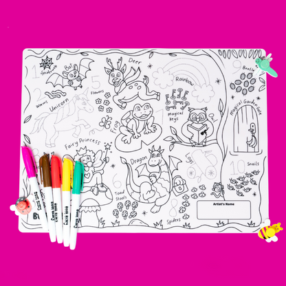 Enchanted Garden Reusable Silicone Drawing Mat Set